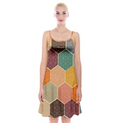 Hexagonal Pattern Vector Spaghetti Strap Velvet Dress