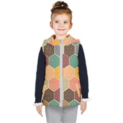 Hexagonal Pattern Vector Kids  Hooded Puffer Vest by Loisa77