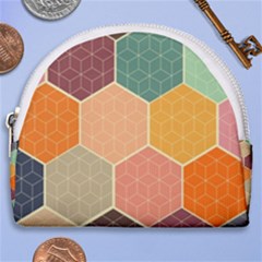 Hexagonal Pattern Vector Horseshoe Style Canvas Pouch by Loisa77