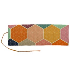 Hexagonal Pattern Vector Roll Up Canvas Pencil Holder (m) by Loisa77