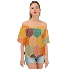 Hexagonal Pattern Vector Off Shoulder Short Sleeve Top by Loisa77