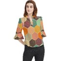 Hexagonal Pattern Vector Loose Horn Sleeve Chiffon Blouse View1