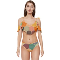 Hexagonal Pattern Vector Ruffle Edge Tie Up Bikini Set	 by Loisa77