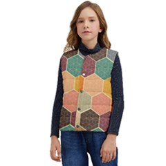 Hexagonal Pattern Vector Kid s Button Up Puffer Vest	