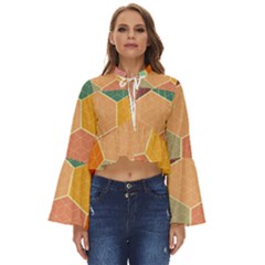 Hexagonal Pattern Vector Boho Long Bell Sleeve Top