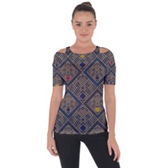 Pattern Seamless Antique Luxury Shoulder Cut Out Short Sleeve Top by Loisa77