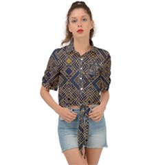 Pattern Seamless Antique Luxury Tie Front Shirt  by Loisa77