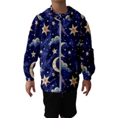 Night Moon Seamless Kids  Hooded Windbreaker