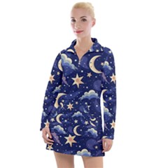 Night Moon Seamless Women s Long Sleeve Casual Dress