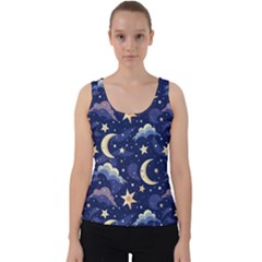 Night Moon Seamless Velvet Tank Top by Loisa77