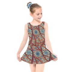 One Church Window Apophysis Art Fractal Kids  Skater Dress Swimsuit by Loisa77