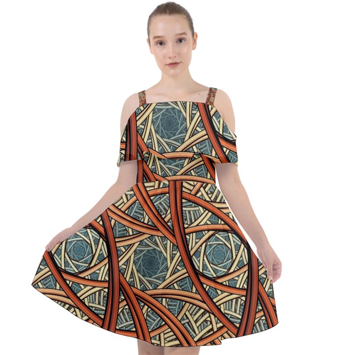 One Church Window Apophysis Art Fractal Cut Out Shoulders Chiffon Dress