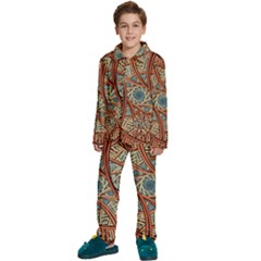 One Church Window Apophysis Art Fractal Kids  Long Sleeve Velvet Pajamas Set by Loisa77