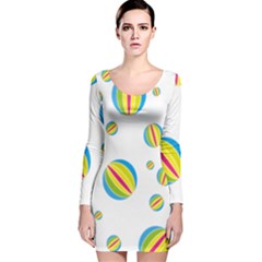 Balloon Ball District Colorful Long Sleeve Velvet Bodycon Dress by Ket1n9