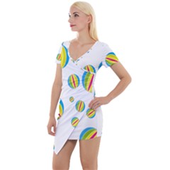 Balloon Ball District Colorful Short Sleeve Asymmetric Mini Dress by Ket1n9