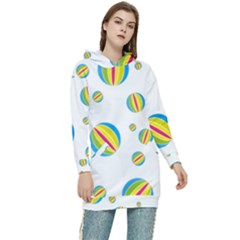 Balloon Ball District Colorful Women s Long Oversized Pullover Hoodie