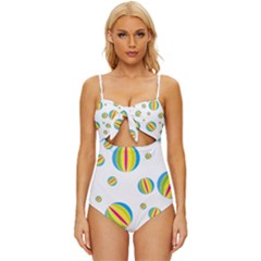 Balloon Ball District Colorful Knot Front One-piece Swimsuit by Ket1n9