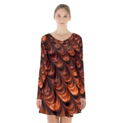 Fractal Frax Long Sleeve Velvet V-neck Dress