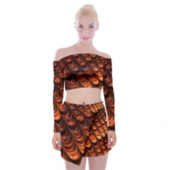 Fractal Frax Off Shoulder Top With Mini Skirt Set by Askadina