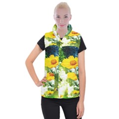 Yellow Flowers Women s Button Up Vest