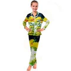 Yellow Flowers Kids  Satin Long Sleeve Pajamas Set by Ket1n9