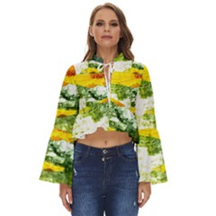 Yellow Flowers Boho Long Bell Sleeve Top