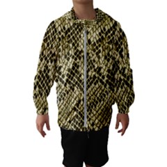 Yellow Snake Skin Pattern Kids  Hooded Windbreaker