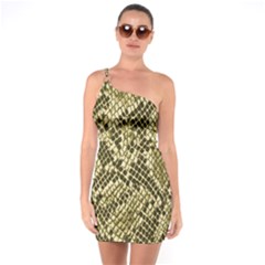 Yellow Snake Skin Pattern One Shoulder Ring Trim Bodycon Dress by Ket1n9