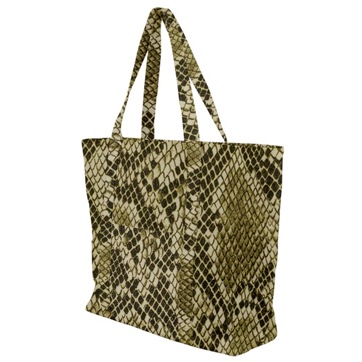 Yellow Snake Skin Pattern Zip Up Canvas Bag