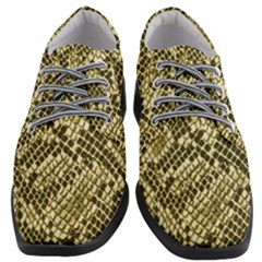 Yellow Snake Skin Pattern Women Heeled Oxford Shoes by Ket1n9