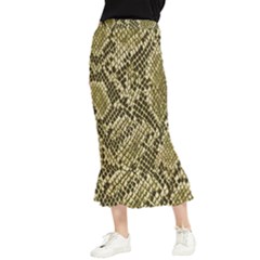 Yellow Snake Skin Pattern Maxi Fishtail Chiffon Skirt by Ket1n9