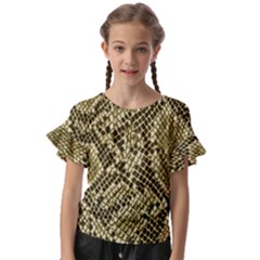 Yellow Snake Skin Pattern Kids  Cut Out Flutter Sleeves by Ket1n9