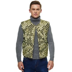 Yellow Snake Skin Pattern Men s Button Up Puffer Vest	