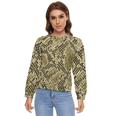 Yellow Snake Skin Pattern Women s Long Sleeve Raglan T-shirt by Ket1n9