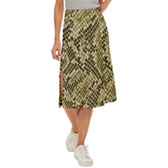 Yellow Snake Skin Pattern Midi Panel Skirt by Ket1n9