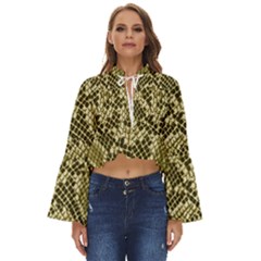 Yellow Snake Skin Pattern Boho Long Bell Sleeve Top