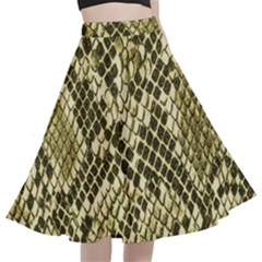 Yellow Snake Skin Pattern A-line Full Circle Midi Skirt With Pocket by Ket1n9