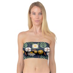 Flower Grey Pattern Floral Bandeau Top by Dutashop