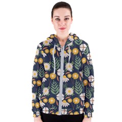 Flower Grey Pattern Floral Women s Zipper Hoodie