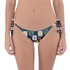 Flower Grey Pattern Floral Reversible Bikini Bottoms