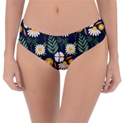 Flower Grey Pattern Floral Reversible Classic Bikini Bottoms by Dutashop