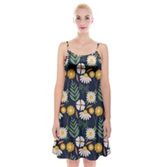 Flower Grey Pattern Floral Spaghetti Strap Velvet Dress