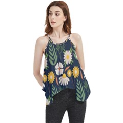 Flower Grey Pattern Floral Flowy Camisole Tank Top by Dutashop