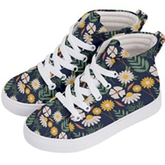 Flower Grey Pattern Floral Kids  Hi-top Skate Sneakers by Dutashop