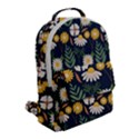 Flower Grey Pattern Floral Flap Pocket Backpack (Small) View2