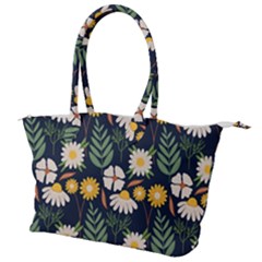 Flower Grey Pattern Floral Canvas Shoulder Bag