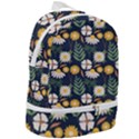 Flower Grey Pattern Floral Zip Bottom Backpack View2