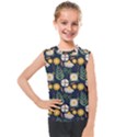 Flower Grey Pattern Floral Kids  Mesh Tank Top View1