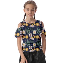 Flower Grey Pattern Floral Kids  Butterfly Cutout T-shirt