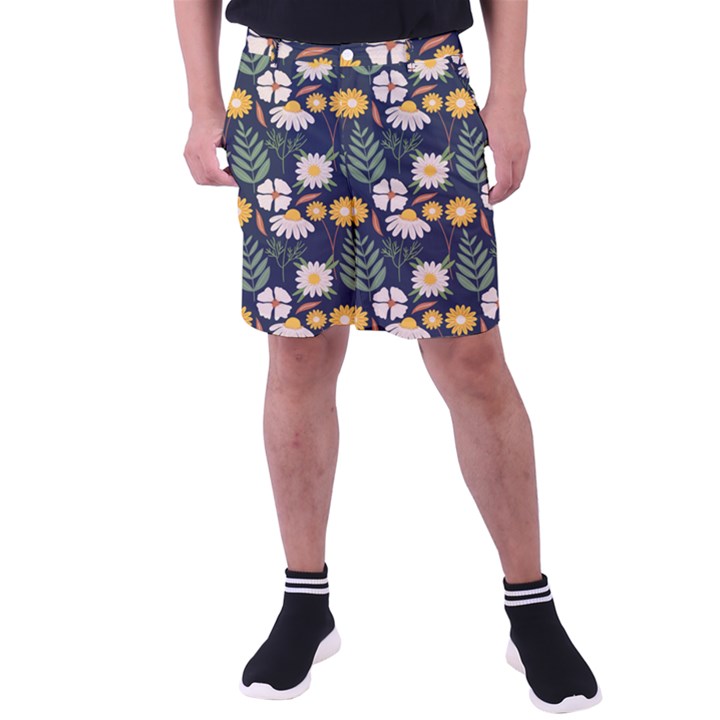 Flower Grey Pattern Floral Men s Pocket Shorts